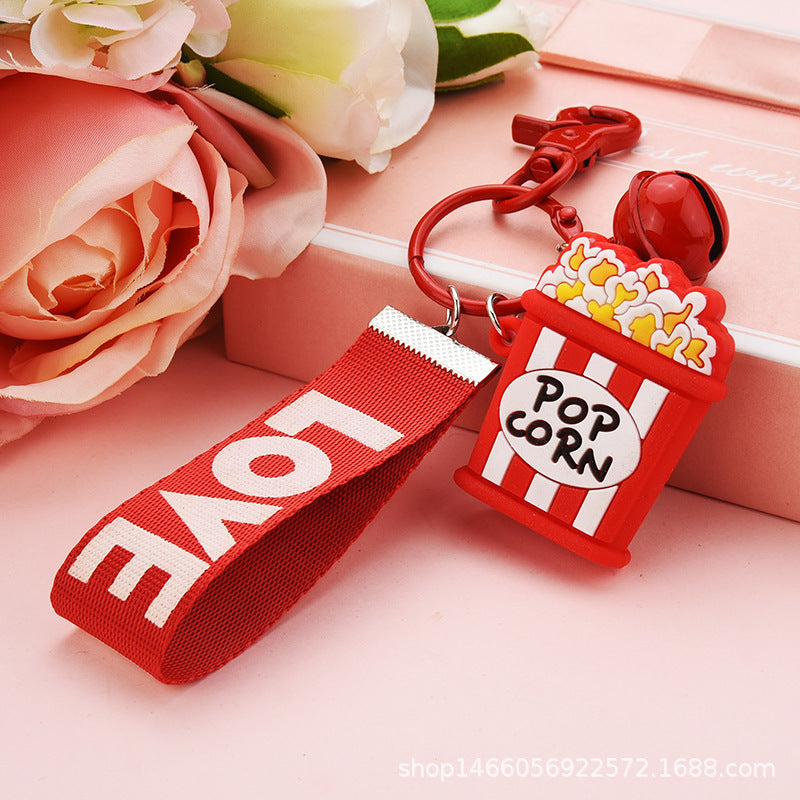 Wholesale Creative Food Simulation Fries Popcorn Keychain Small Pendant Soft Glue